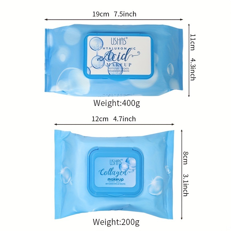 USHAS cross-border stock 30/60 disposable makeup remover wet wipes, cleaning wet wipes, facial cleansers and cleansing wipes Item Picture