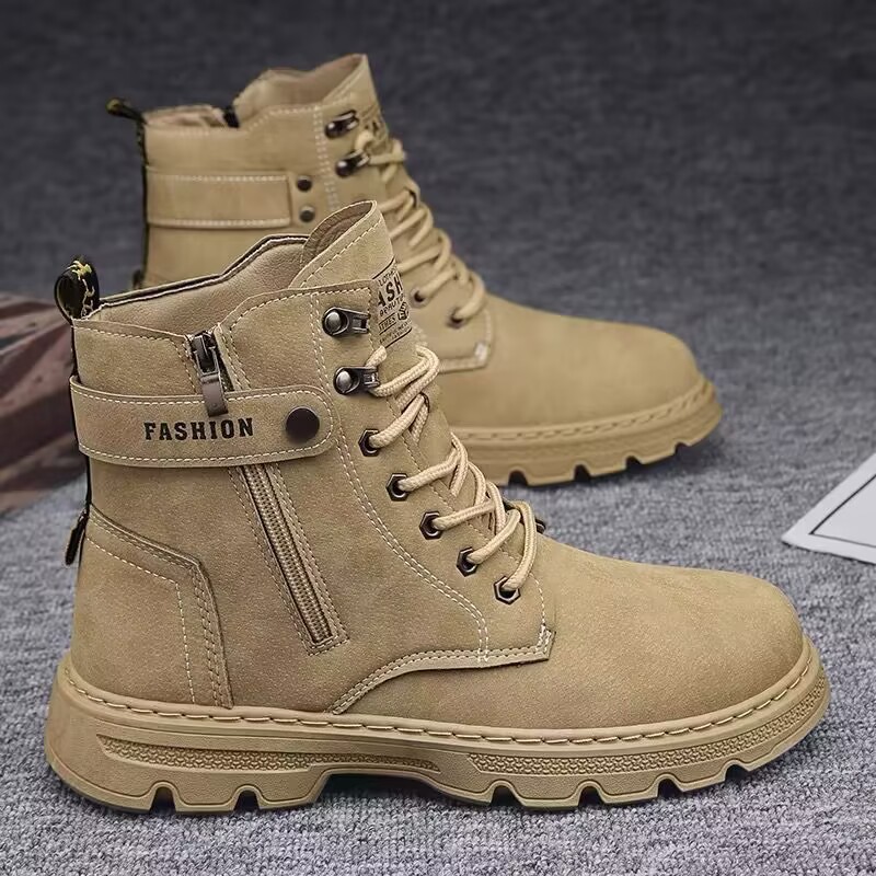 High-top men's shoes, autumn outdoor hiking safety shoes, work boots, Martin boots for work, men's motorcycle sports, trendy shoes for men full figure