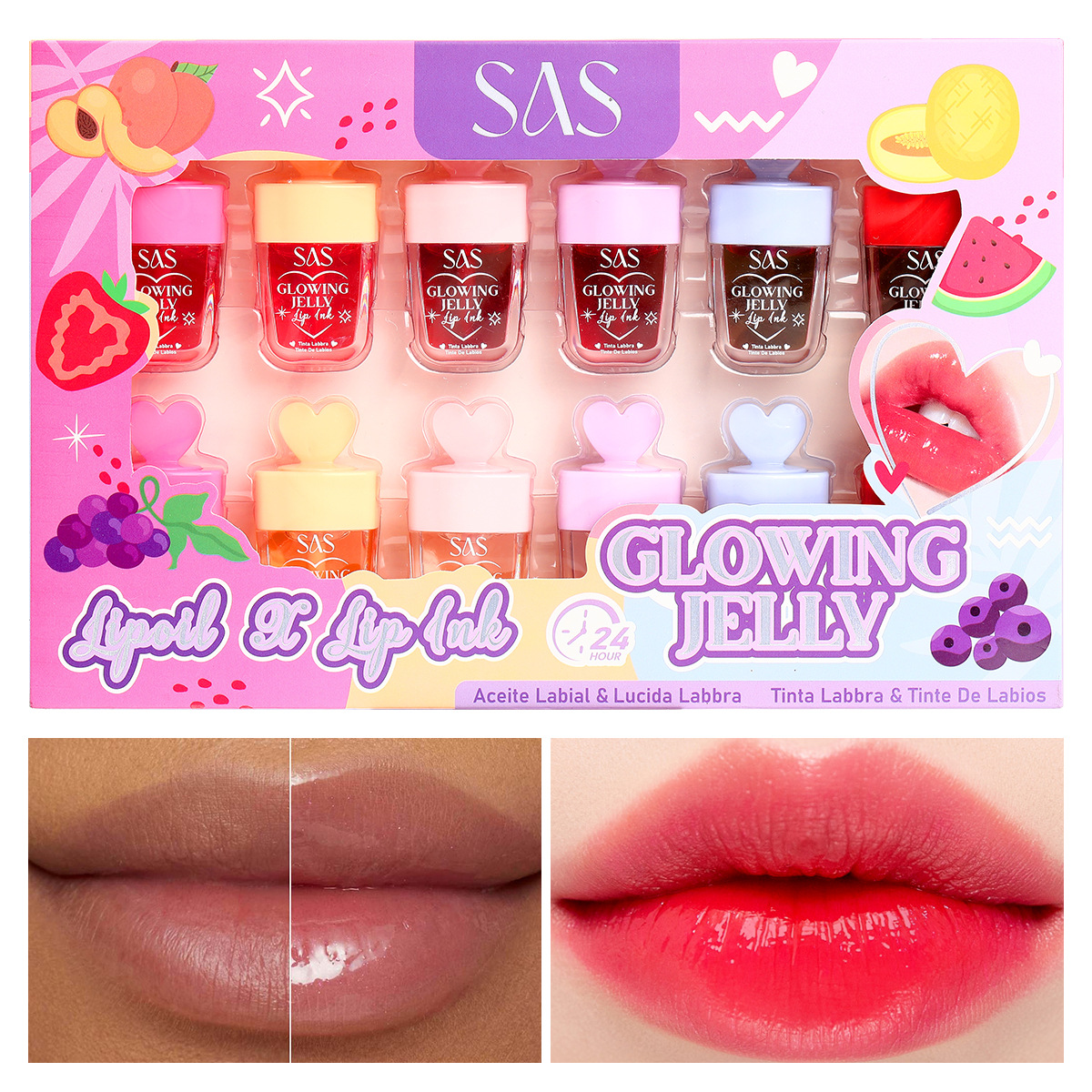 USHAS Amazon Bestseller Cross-border Lip Gloss Set: Long-lasting Moisturizing Transparent Lip Gloss and Lip Gloss Non-stick Cup SAC117 details Picture