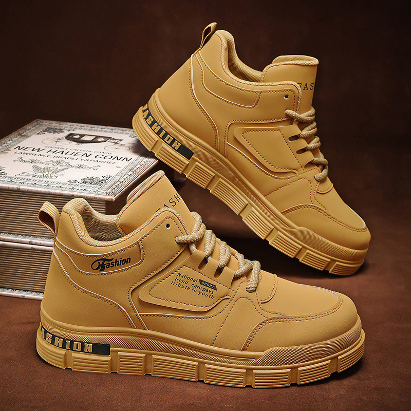 Martin Boots Men's Autumn new high-heeled workwear shoes men's trendy and versatile thick-soled sports shoes Casual sneakers short boots full figure