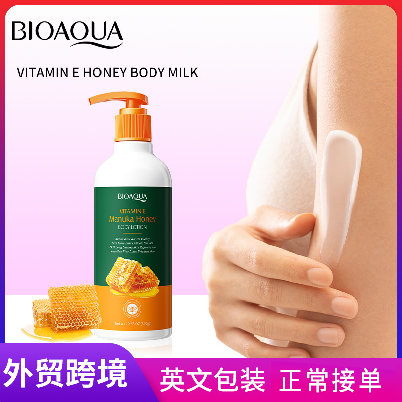 All-english BIOAOUA Vitamin E Honey Body Lotion for hydrating, moisturizing, nourishing and moisturizing the skin cross-border export wholesale full figure