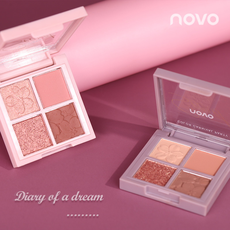 OEM customized four-color eyeshadow NOVO eyeshadow palette, matte, pearlescent and earth tone, OEM makeup processing ODM Specification drawing