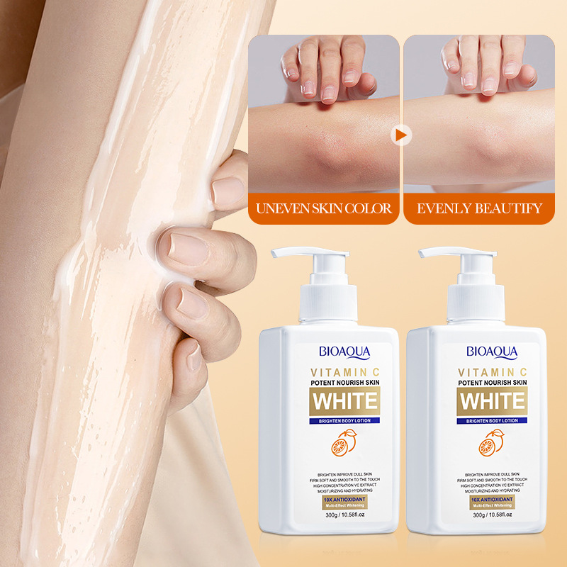 All-english BIOAOUA Vitamin C Whitening Body Lotion Moisturizing and Softening Body Cream Cross-border export wholesale Application Scenario