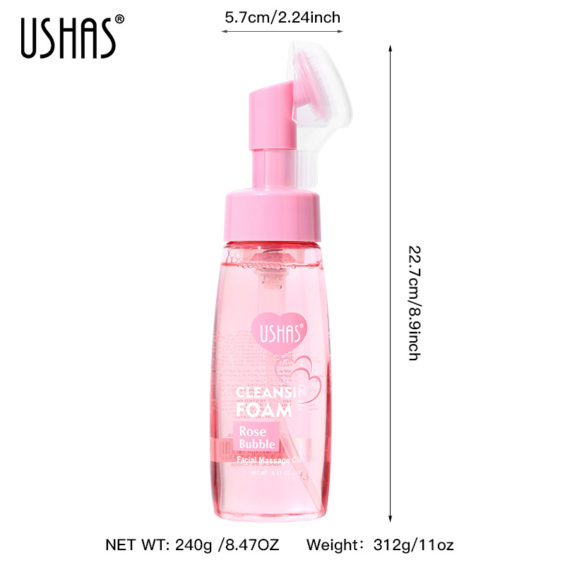 USHAS cross-border hot spot rose Facial Cleanser Foam mousse Deep Cleansing with brush head Cleanser Item Picture