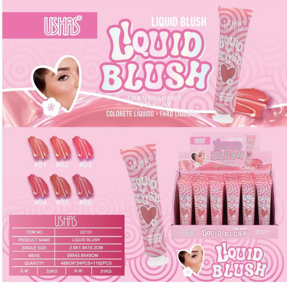 (Display Box) USHAS Cross-border Beauty Special Blush Cream Heart Liquid Tube Blush Wholesale UC131 full figure