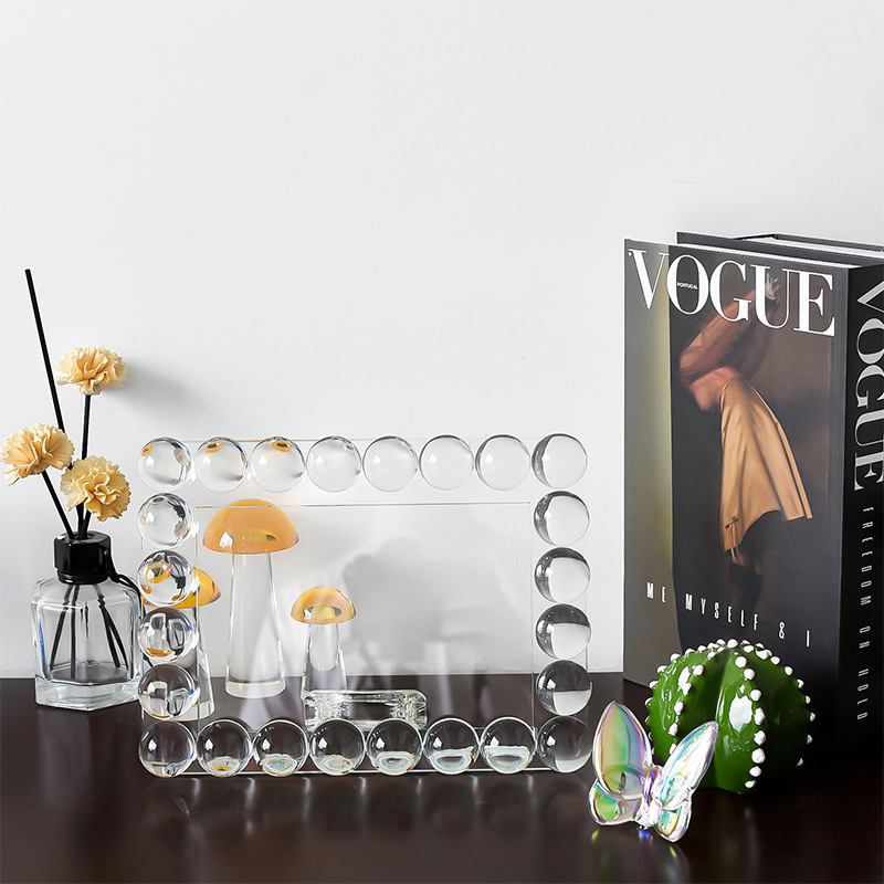 Light luxury crystal glass photo frame, exquisitely handcrafted transparent photo frame, living room, home, office commemorative gift pic 1