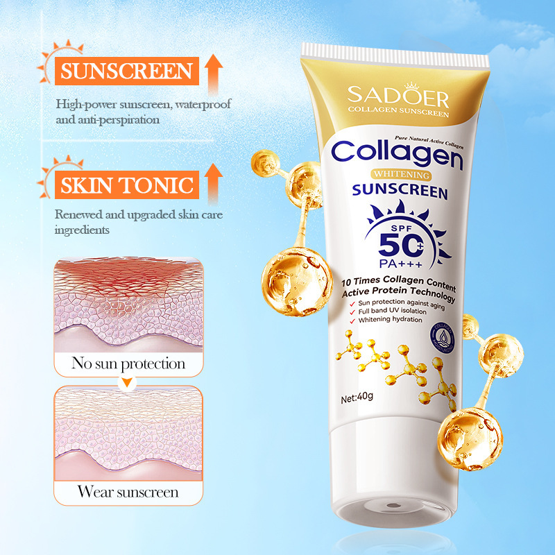 All-english bone collagen whitening sunscreen SADOER anti-wrinkle and UV-blocking Sunscreen lotion cross-border export wholesale Specification drawing
