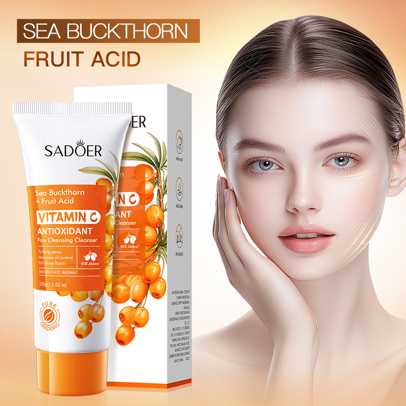All-english SADOER Sea buckthorn Vitamin C Antioxidant Cleansing Facial Cleanser Cross-border export wholesale details Picture