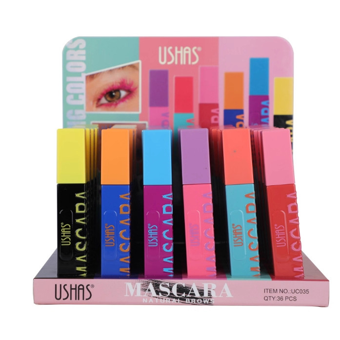 (Display Box) USHAS European and American cross-border Stock Thick, Slender and Natural Six-color Non-smudging Mascara UC035 full figure
