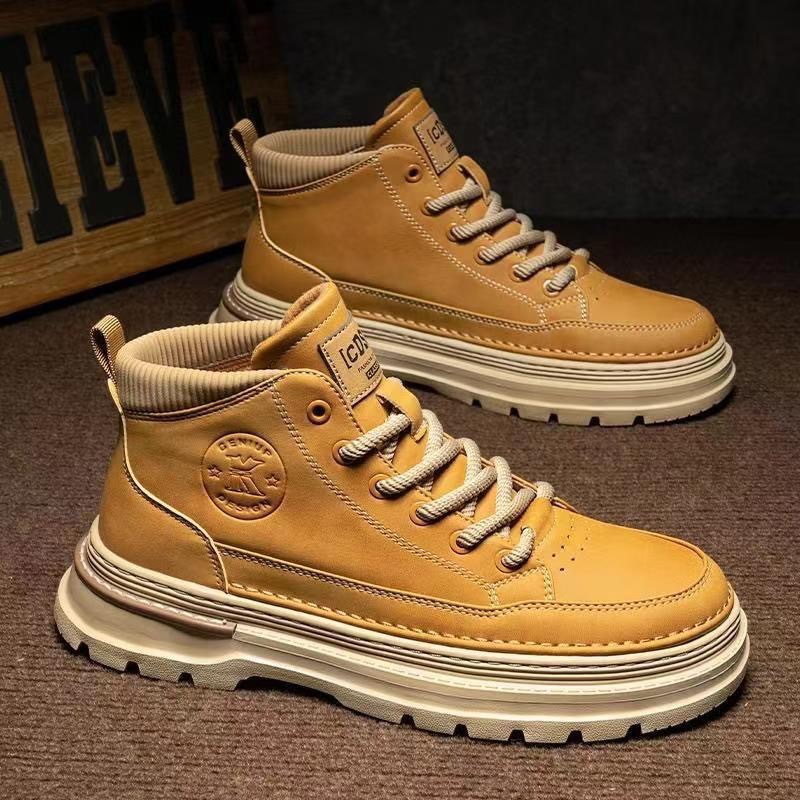Martin Boots Men's autumn new style British retro high-top leather shoes work shoes trendy and versatile thick-soled casual ankle boots Specification drawing
