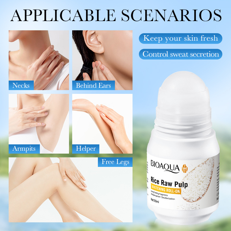 All-english BIOAOUA Rice Puree roll-on Deodorant Antiperspirant with lingering Fragrance and Refreshing rolling balls cross-border export wholesale Item Picture