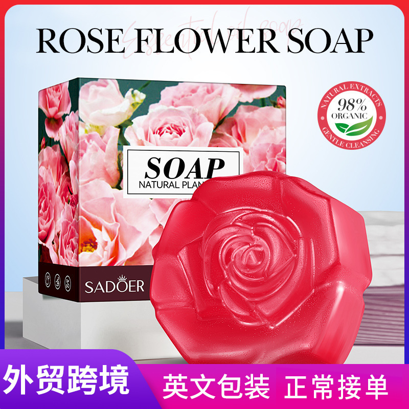 SADOER natural rose essential oil soap, handmade soap, universal soap for cleansing the body, cross-border export wholesale full figure
