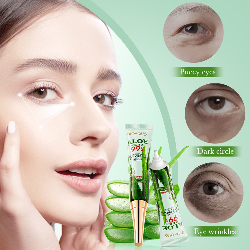 All-english BIOAOUA Aloe Vera Multi-Effect Firming and Repairing Eye Cream Moisturizing Eye Cream Cross-border export wholesale details Picture