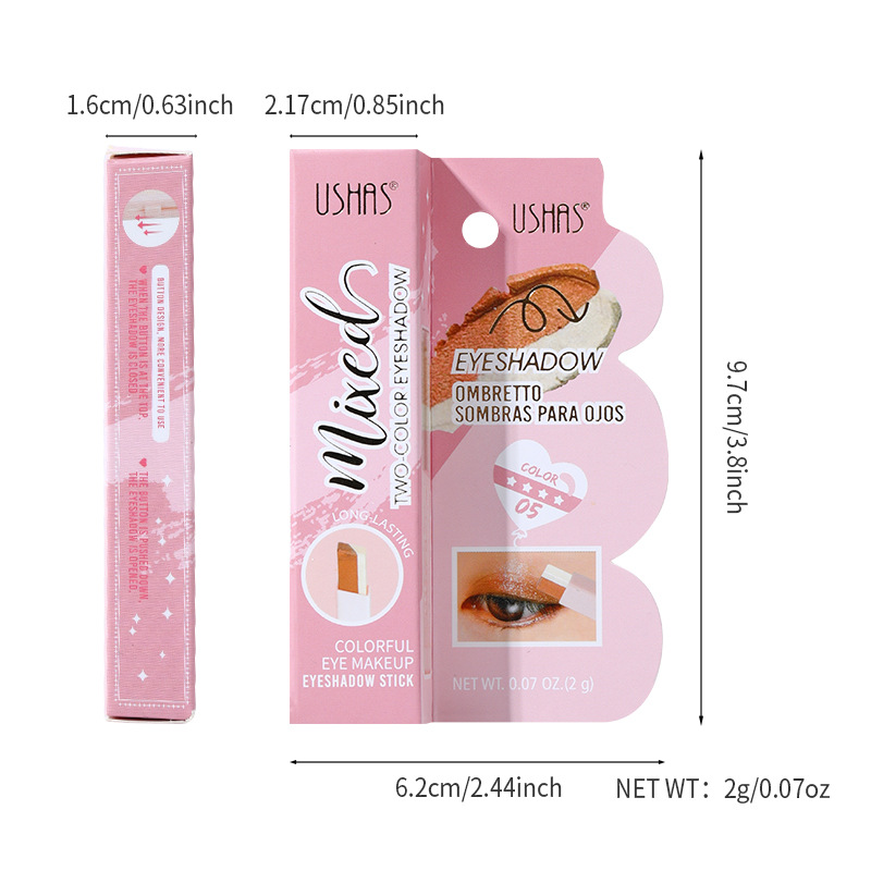 USHAS cross-border in-stock bestseller two-color eyeshadow pen strap packaging Item Picture