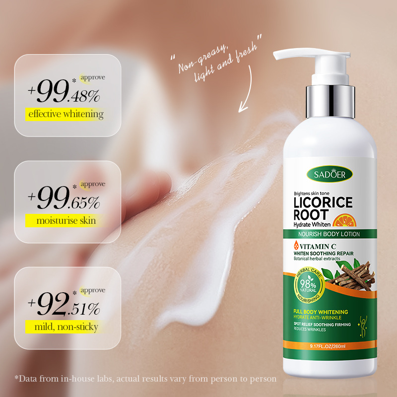 SADOER Licorice VC Hydrating and Whitening Body Lotion for Autumn and winter cross-border export wholesale Specification drawing