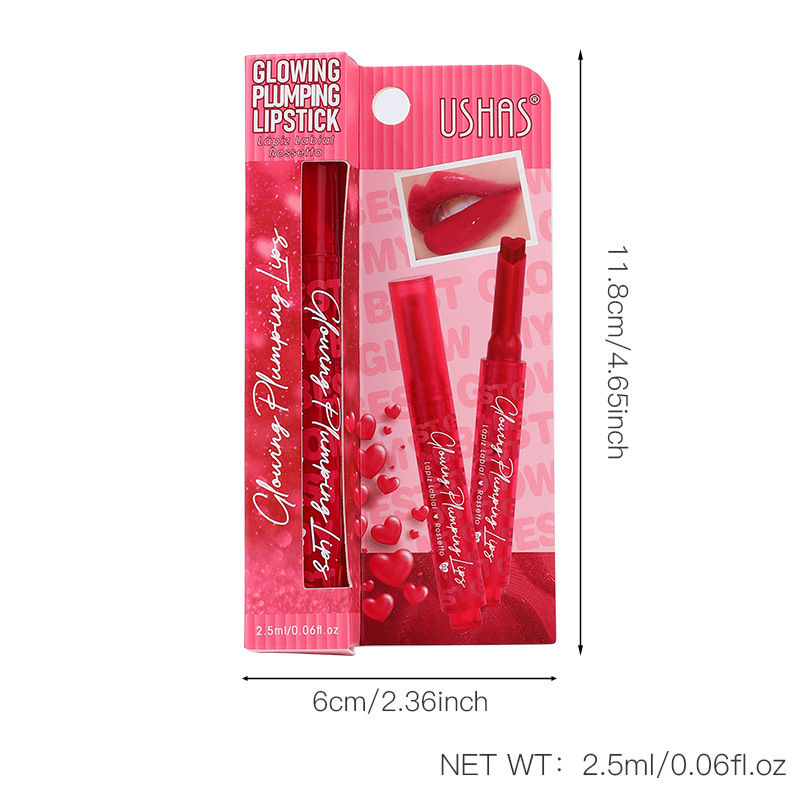 (Display Box)USHAS cross-border European and American wholesale Hot sale double-headed matte beginner's non-stick cup waterproof heart-shaped lipstick Item Picture