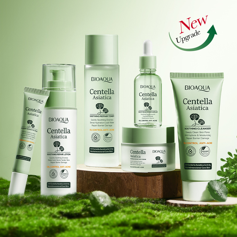 All-english BIOAOUA Centella asiatica Soothing and Repairing Six-piece Moisturizing Skin Care Set Cross-border export wholesale details Picture