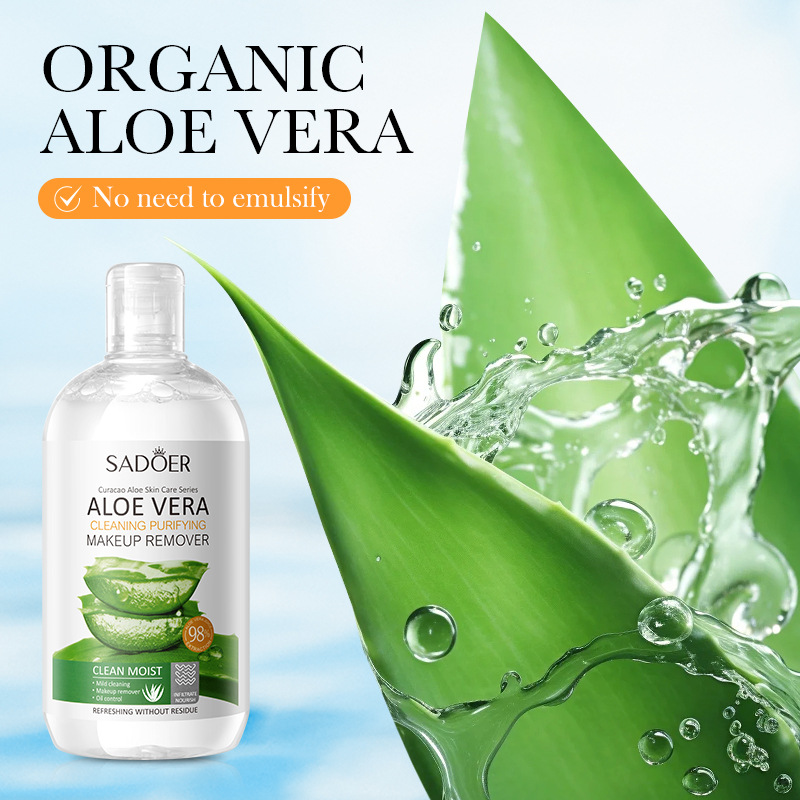 Cross-border export wholesale of SADOER aloe vera Cleansing and Makeup Remover Water and Care Cleansing Makeup Remover water in full English Specification drawing