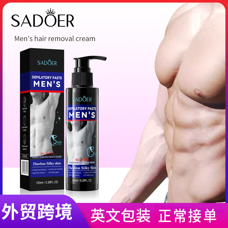 The all-English SADOER men's smooth hair removal cream does not irritate the armpits. Cross-border export wholesale of hair removal cream full figure