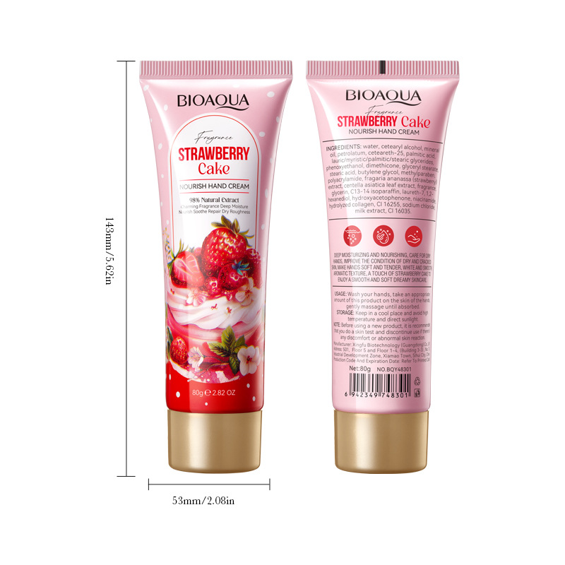 All-english BIOAOUA Strawberry Cake Nourishing Hand Cream Autumn and Winter Moisturizing Hand Cream Cross-border export wholesale Item Picture