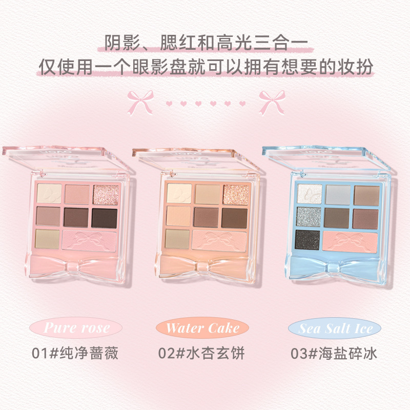 NOVO Bow Eight-color Comprehensive Eyeshadow Palette, strong color display, shadow, highlight, Blush three-in-one, matte and pearlescent details Picture