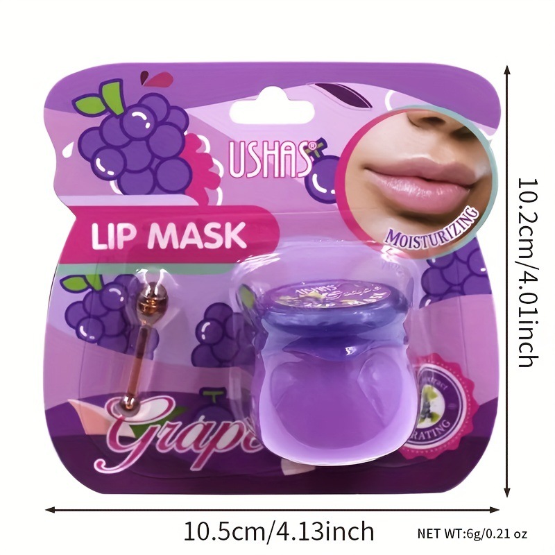 USHAS cross-border hot stock grape-flavored lip freeze Lip mask, lip care, moisturizing, nourishing lip lines, hydrating and fading Specification drawing