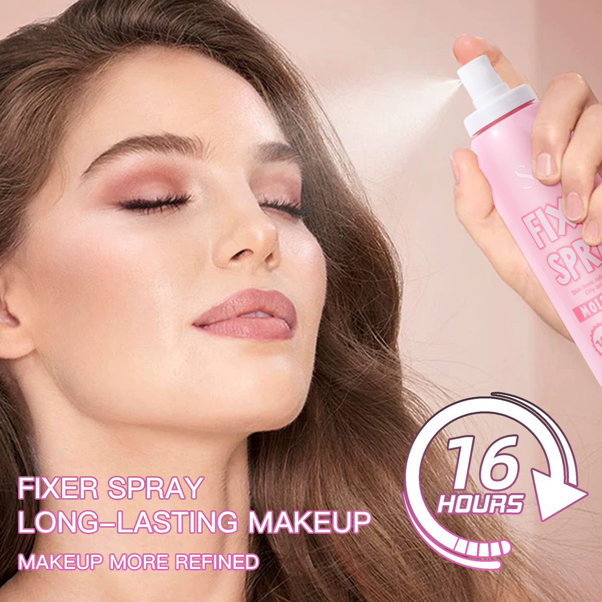 USHAS cross-border exclusive in-stock hot sale waterproof, sweat-proof, long-lasting, non-smudging, moisturizing, oil-controlling, hydrating and setting spray details Picture