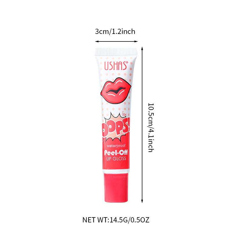 USHAS cross-border stock liquid lip gloss, lip gloss, lip gloss that does not fade or stick to cups, lip liquid, lip gloss, and peel-off lip mask Item Picture
