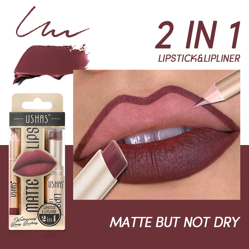 Customized link: USHAS Cross-border Amazon Lip liner pen with non-stick cup, long-lasting waterproof matte lipstick Specification drawing