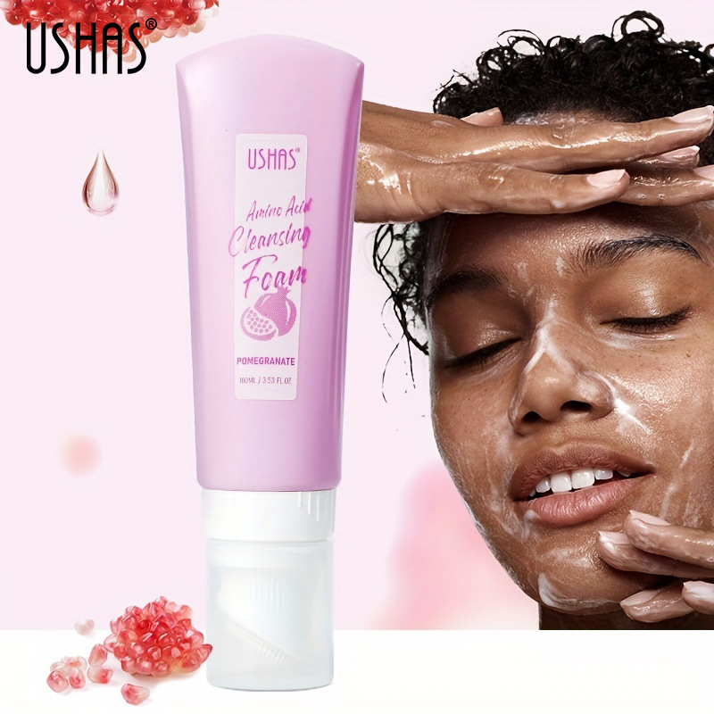 USHAS cross-border hot stock pomegranate hard tube facial Cleanser, gentle foaming oil-removing cleanser, deep cleansing of the face full figure
