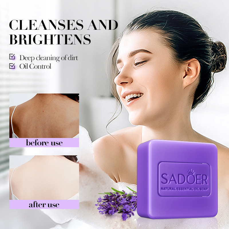 SADOER lavender essential oil soap, handmade soap, bath soap, body cleansing soap, cross-border export wholesale Item Picture