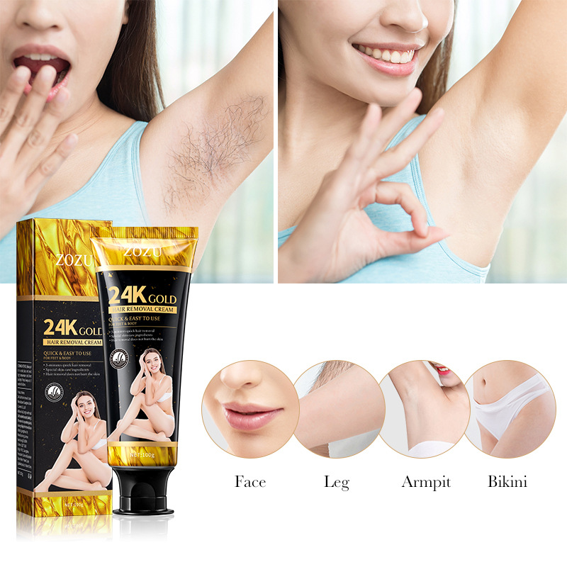 All-english ZOZU24K Gold Hair Removal Cream is gentle and non-irritating to the body. Cross-border wholesale of armpit hair removal cream Item Picture