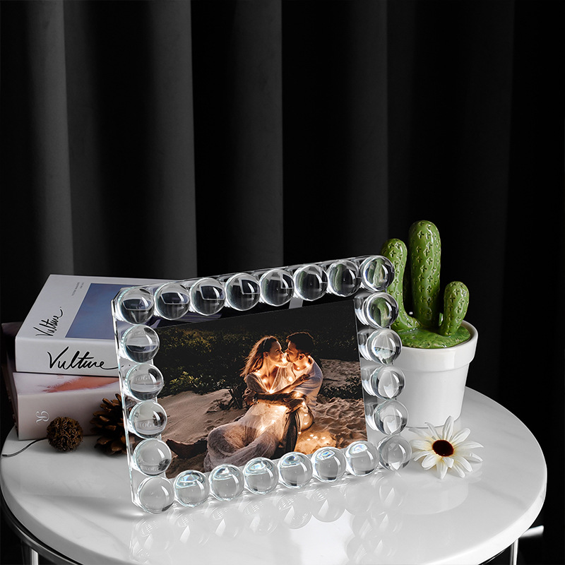 Light luxury crystal glass photo frame, exquisitely handcrafted transparent photo frame, living room, home, office commemorative gift pic 4