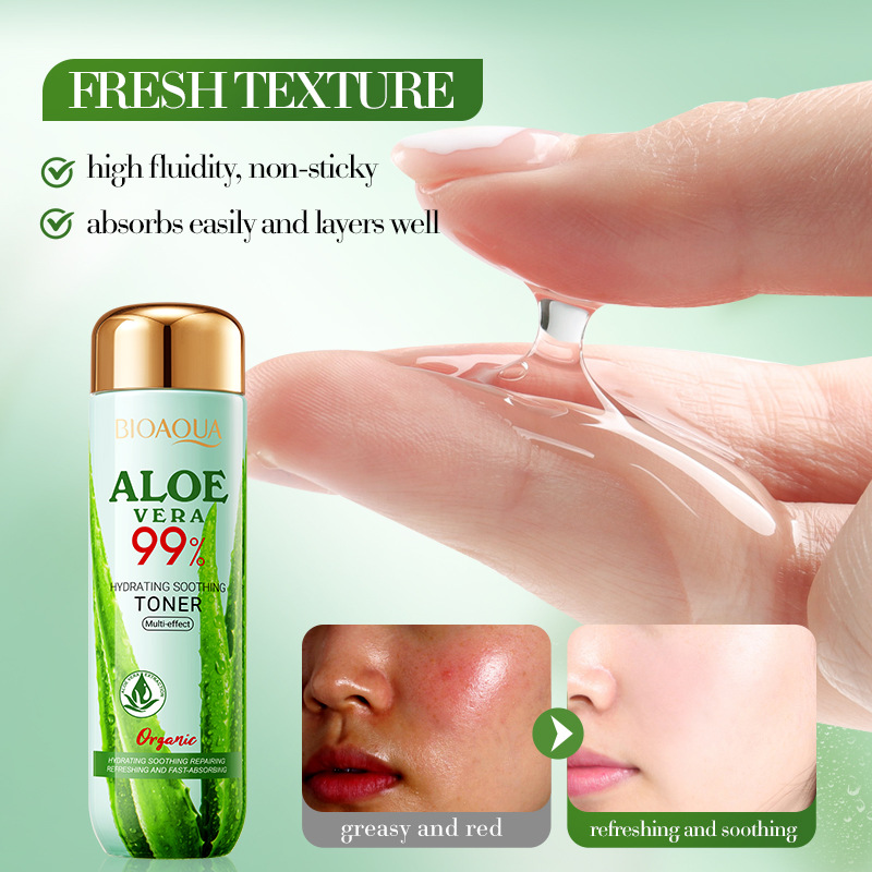 All-english BIOAOUA Aloe Vera Hydrating and Soothing Toner Firming and Moisturizing Water Cross-border export wholesale Application Scenario