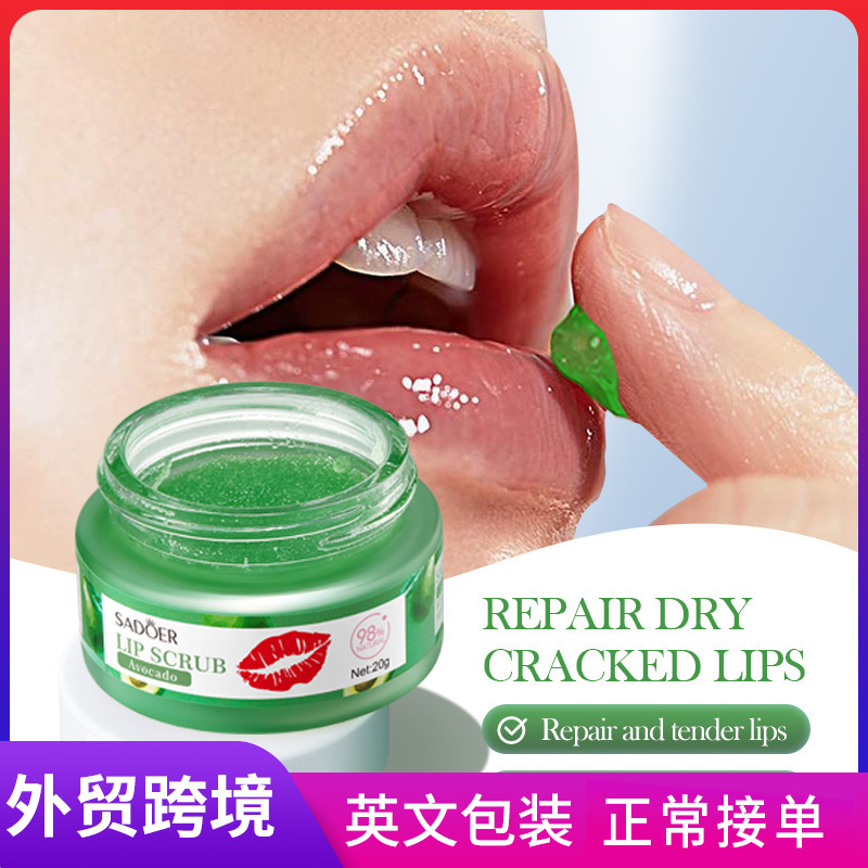 Full English SADOER avocado Lip Scrub Autumn and Winter Moisturizing Lip Balm cross-border export wholesale full figure
