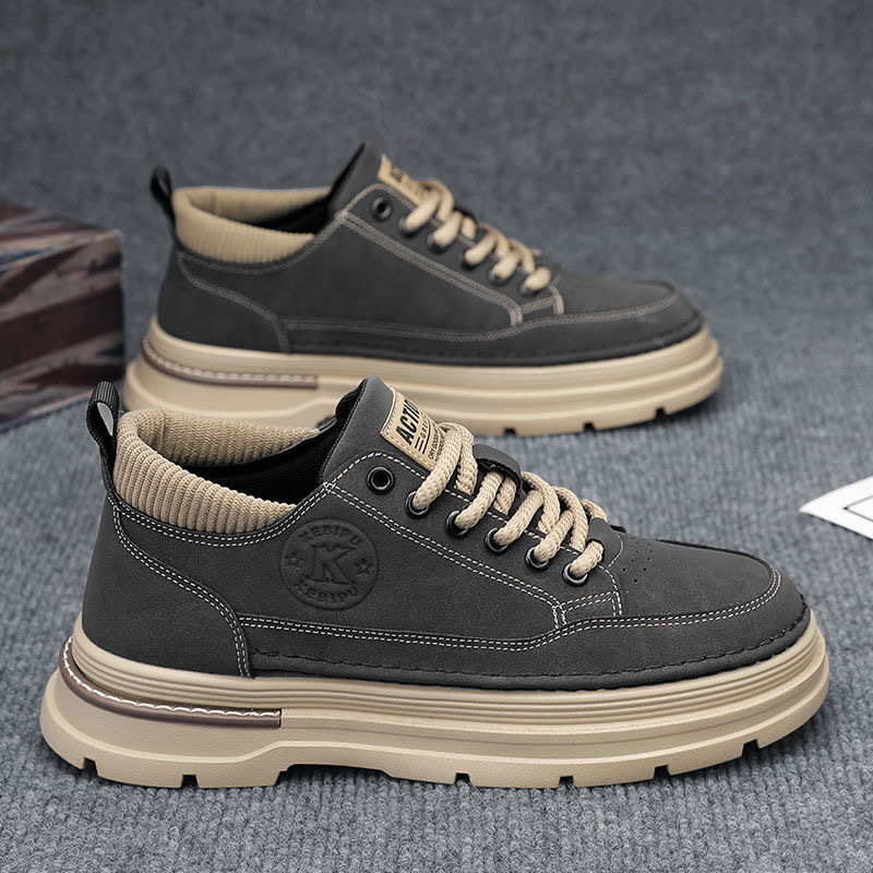 Martin Boots Men's spring new breathable workwear shoes Men's trendy and versatile thick-soled sportswear casual sneakers trendy shoes full figure