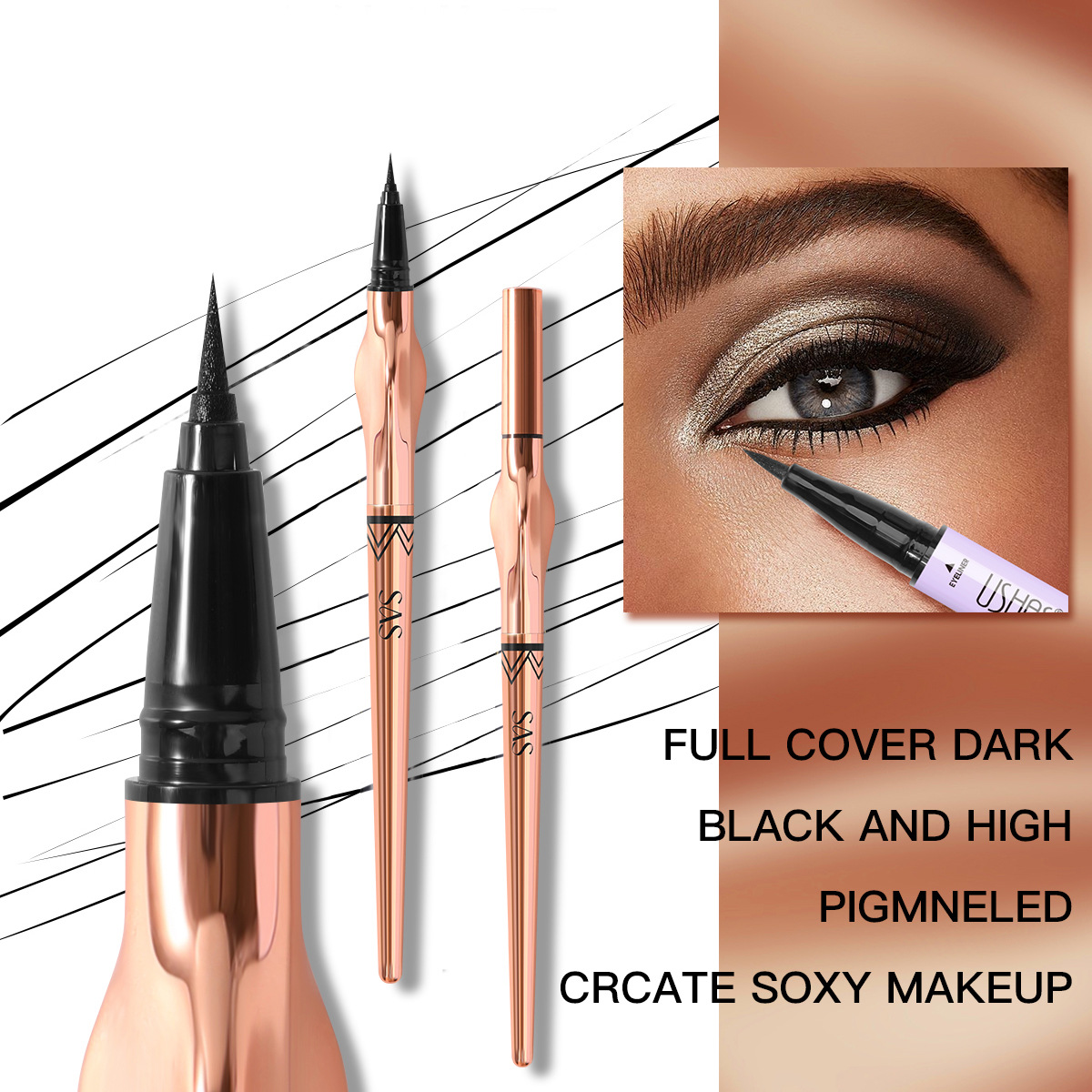 SAS Cross-border best-selling eyeliner pen in Europe and America, waterproof, long-lasting and anti-smurming wholesale SAP020 details Picture
