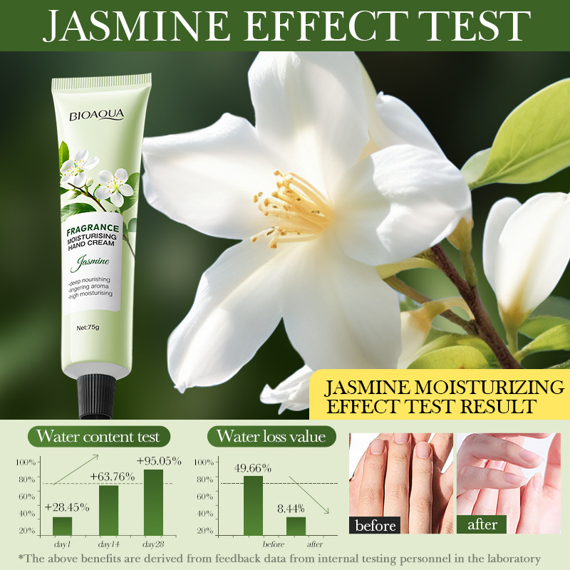 All-english BIOAOUA Jasmine Moisturizing Hand Cream for Autumn and Winter cross-border export wholesale details Picture