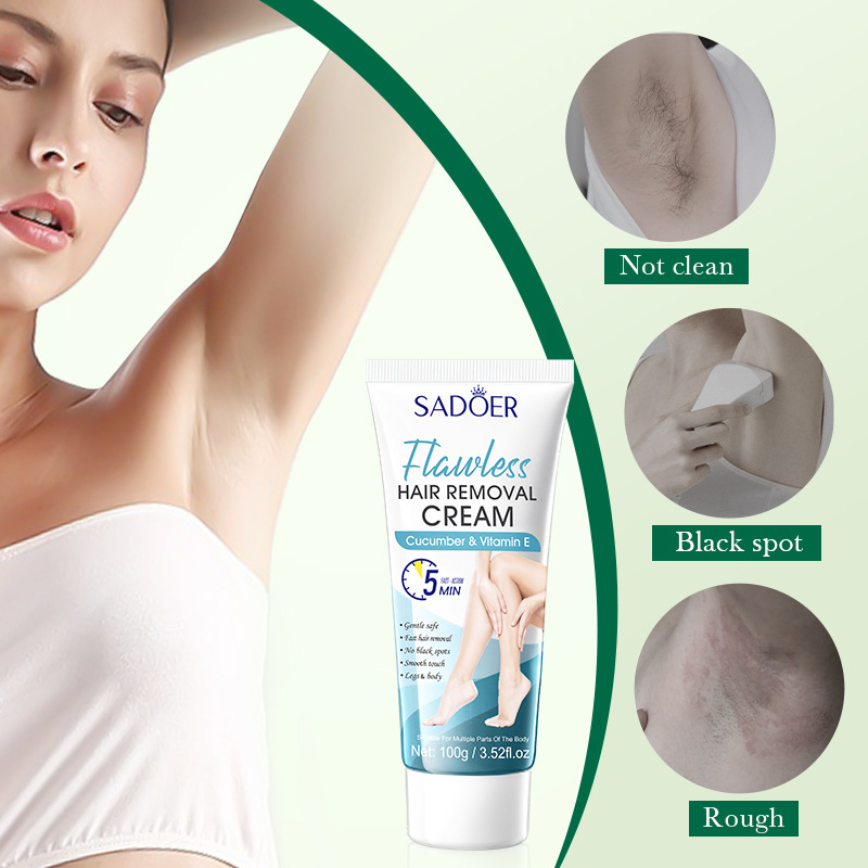 All-english SADOER Cucumber VE Smooth and Flawless Hair Removal Cream, non-irritating underarm hair Removal cream Cross-border export wholesale details Picture