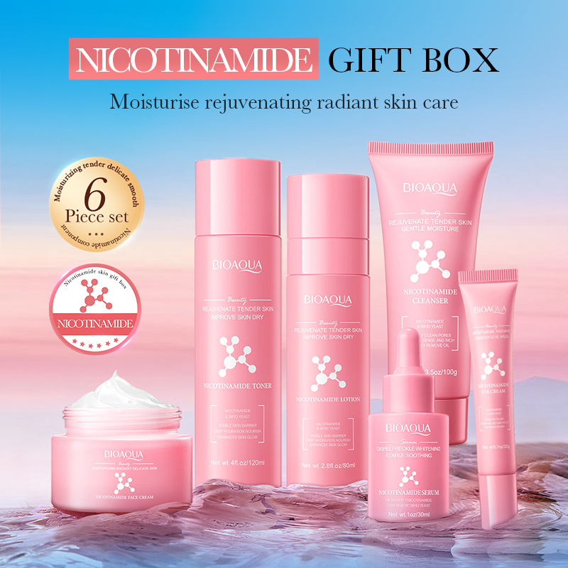 All-english BIOAOUA Nicotinamide Moisturizing and rejuvenating six-piece Set Gift Box, Moisturizing set cross-border export wholesale Specification drawing