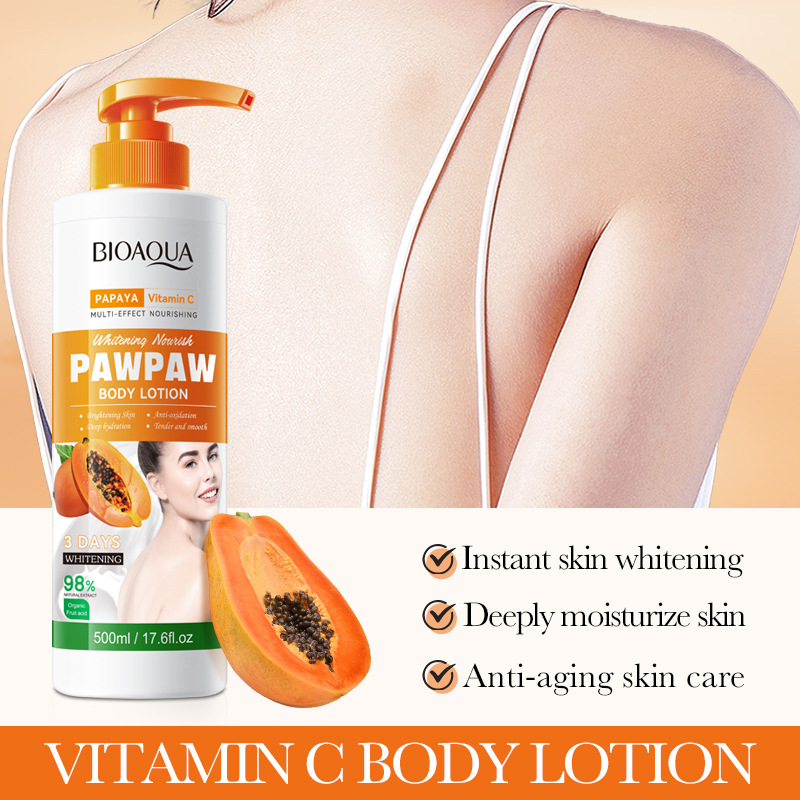 All-english BIOAOUA Papaya Vitamin C Whitening Body Lotion Brightening Body Lotion Cross-border export wholesale Item Picture