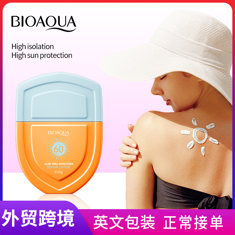 All-english BIOAOUA Aloe Vera Sunscreen UV Protection Refreshing Sunscreen Cross-border export wholesale full figure