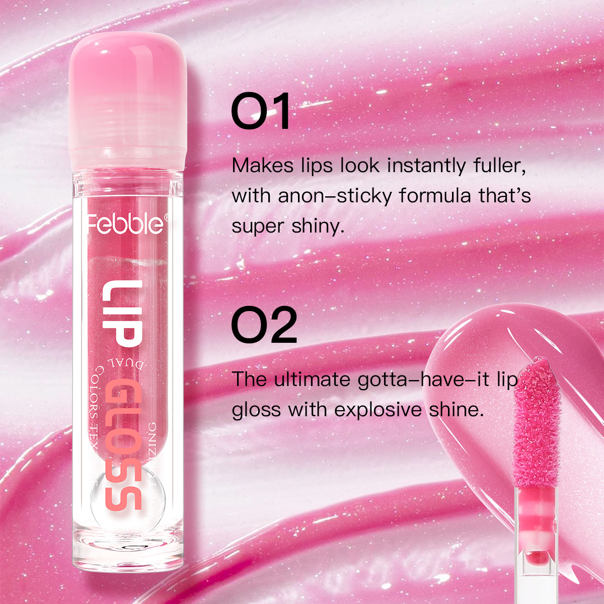 Febble's FBC048 long-lasting brightening, moisturizing and nourishing lip gloss is a bestseller on Amazon for cross-border trade in Europe and America details Picture