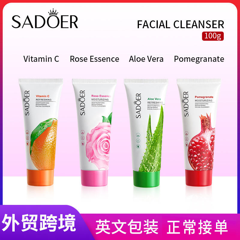Cross-border wholesale of all-English SADOER flower and fruit Facial Cleanser for gentle pore-cleansing full figure