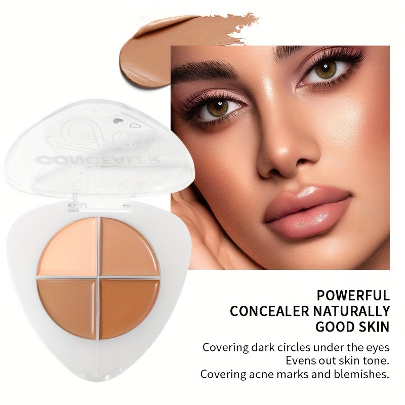 USHAS Cross-border Makeup Exclusive 4-color Concealer Moisturizes, conceals, brighens skin tone, does not fade easily, is water-resistant and sweat-proof details Picture