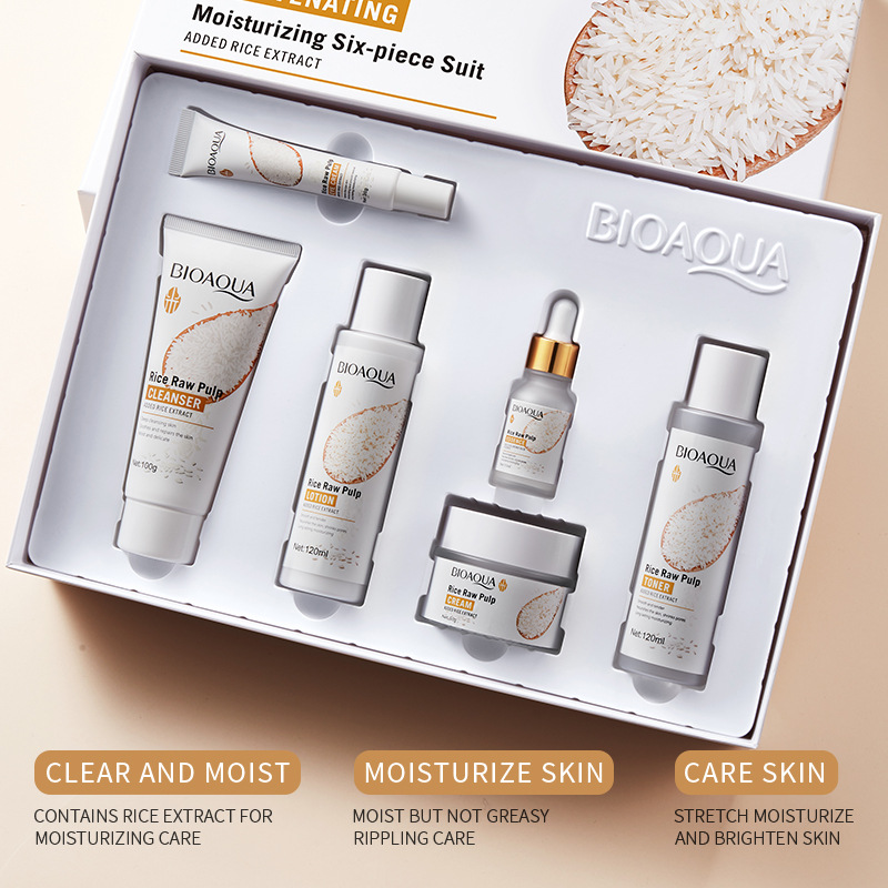 All-english BIOAQUA Rice Puree Moisturizing and Hydrating six-piece Set Cross-border export wholesale Specification drawing