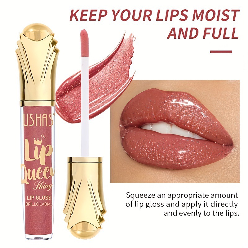 USHAS Amazon's best-selling cross-border lip gloss, Lip gloss sequin, long-lasting moisturizing liquid cosmetic Lip Gloss details Picture