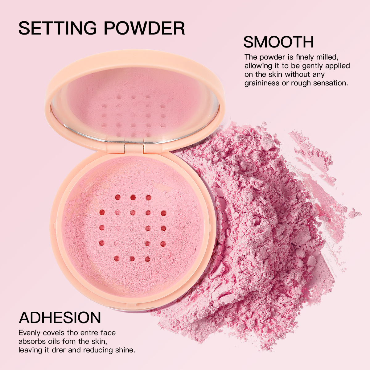 USHAS cross-border in-stock hot sale, makeup setting, waterproof, long-lasting, not easy to smudge, loose powder UF071 Specification drawing