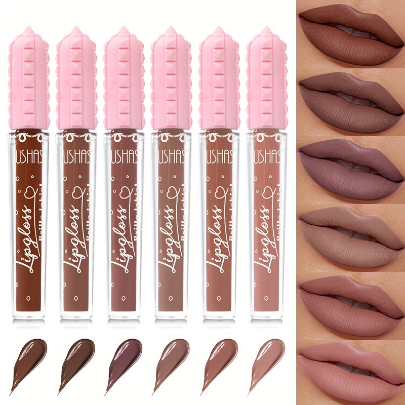 USHAS Amazon's best-selling cross-border 6-color matte liquid lipstick, long-lasting non-stick to the cup, waterproof lip gloss and lip gloss full figure