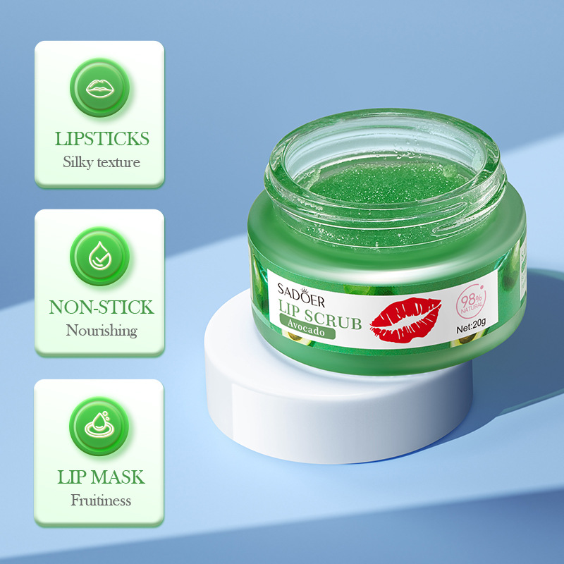 Full English SADOER avocado Lip Scrub Autumn and Winter Moisturizing Lip Balm cross-border export wholesale details Picture